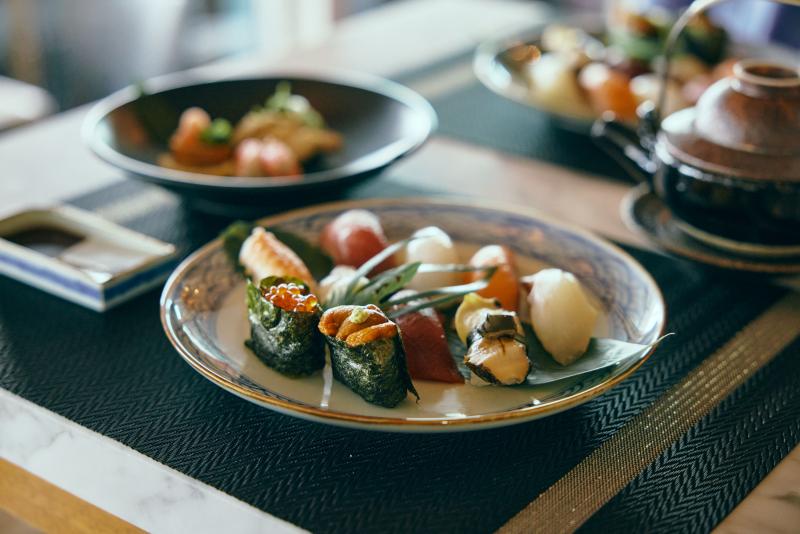 Sushi on board Mitsui Ocean Fuji.